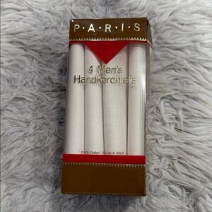 Vintage Paris‎ 4 Men’s Hankerchiefs Made In The USA 100% Cotton NWT